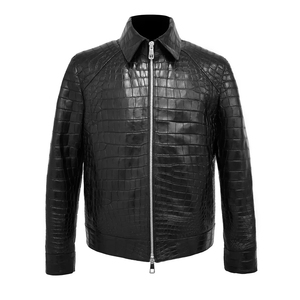 Luxury <b>Men's</b> Embossed Custom Print Genuine Leather <b>Jacket</b> with Stand Collar Custom Logo Sizes Handmade High Street Style - Product Image 1