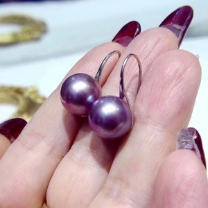 Freshwater 11-12mm Round Edison <b>Pearl</b> <b>Earrings</b> Natural Mother of <b>Pearl</b> Fashion S925 Silver Jewelry - Product Image 1