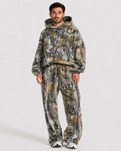 Camouflage <b>Men's</b> Oversized Contrastline Custom Hoodie Oversized Breathable Premium Cotton Fleece Casual <b>Pullover</b> <b>Mens</b> Sweatshirt - Product Image 3