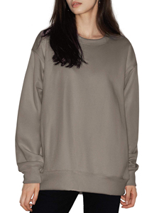 Sudadera Extra Grande para Mujer, Cuello Redondo, Color Sólido, Manga Larga, Hombros Caídos, Tejido de Algodón y Fibra de Bambú, Ecológica e Impermeable - Product Image 5