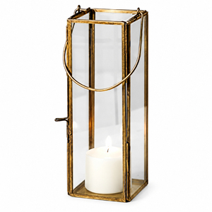 Wholesale Modern Gold Geometric Metal & Glass Candle <b>Lantern</b> Decorative <b>Hurricane</b> Holder for Home Decor & Garden Lighting - Product Image 4