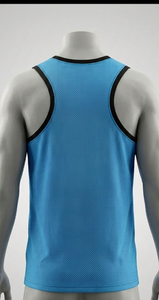 Débardeur en maille turquoise pour homme, col personnalisé, coupe classique, séchage rapide, respirant, vêtements de basketball toutes saisons, couleur unie - Product Image 4
