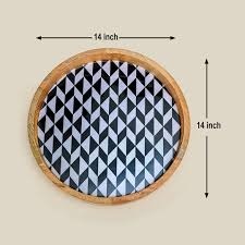 Round Hand Painted Wood Serving <b>Plate</b> <b>Vintage</b> Plant Pattern Floral Design Wooden Tray Dish Perfect For Home Kitchen Decor - Product Image 4
