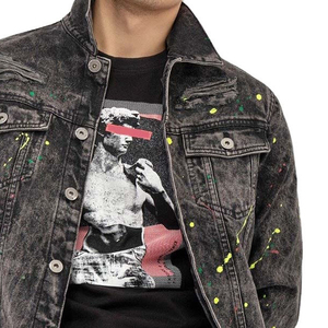 Chaqueta de invierno de mezclilla de algodón de alta calidad para hombre, ropa masculina, chaquetas de mezclilla teñidas lisas para hombre - Product Image 5