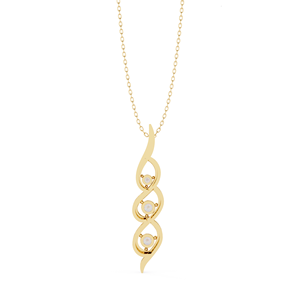Collier pendentif personnalisé classique à trois pierres en spirale avec diamant de laboratoire, bijou de fiançailles élégant, cadeau tendance unisexe pour soirée - Product Image 2