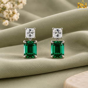 ต่างหูเพชรทรงหยดน้ำมรกตเจียระไนแบบ Asscher ดีไซน์โดดเด่น |   เครื่องประดับทองคำแท้ 9K 14K 18K - Product Image 3