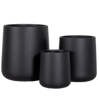 Pot de fleurs noir moderne, grand pot rond pour plantes d'extérieur et d'intérieur, support pour cactus et succulentes