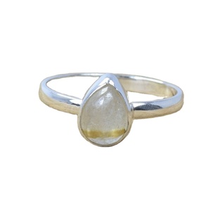Bague de fiançailles en argent sterling 925 plaqué or avec pierre naturelle, sertissage griffe, certifiée par un tiers, bijou de créateur tendance, cadeau - Product Image 1