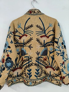 Abrigo Bohemio con Cuello Mandarín y Bordado Floral, Manga Larga, Ropa Exterior Informal para Otoño, Talla Grande para Adultos, Tejido de Algodón - Product Image 5