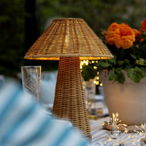 Lámparas de Mesa de Ratán con Forma de Hongo, Iluminación Decorativa para el Hogar, Lámpara de Mesa Nórdica para Dormitorio, Sala de Estar - Product Image 6