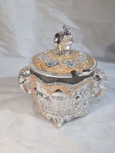 Azucarero de Lujo Estilo Taj Mahal con Diseño de Elefante, Bañado en Plata Real, con Cuchara - Product Image 4