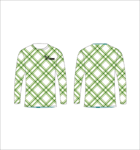 Camiseta Deportiva Ligera de Manga Larga Sublimada Personalizada con Patrón a Cuadros Verdes y Blancos, Fabricante al por Mayor - Product Image 1