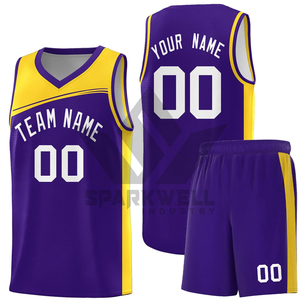 Conjunto de camiseta de baloncesto personalizada, nombre del equipo, número, estampado sublimado, cuello en V, sin mangas, 100% poliéster, malla, unisex, para adultos - Product Image 6