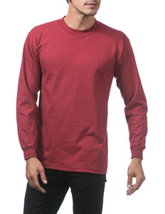 Camiseta de Manga Larga para Hombre, Cuello Redondo, Corte Regular, Color Gris Sólido, Informal, 220 Gramos, Transpirable - Product Image 1