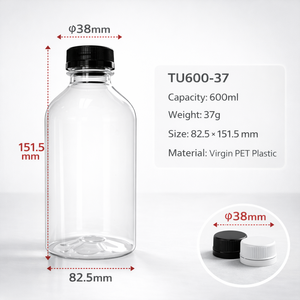 ขวด PET TU400-25.5 ขนาด 600 มล. พร้อมคอขวดขนาด 38 มม. บรรจุภัณฑ์พลาสติกสำหรับน้ำผลไม้และเครื่องดื่มอัดลม รับผลิตแบบ OEM พร้อมจัดส่งทั่วโลก - Product Image 1
