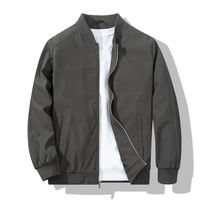 Blouson Bomber Homme Hiver Coupe-Vent Séchage Rapide avec Logo Front Man Sports, Col Montant, Léger, en Toile Fine, Zippé, Vêtement d'Extérieur Décontracté
