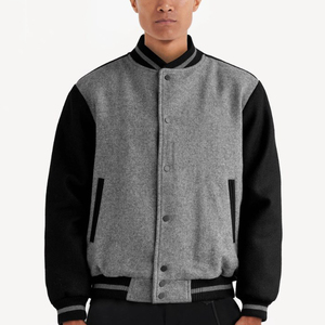 เสื้อแจ็คเก็ต Letterman แบบขายส่ง สไตล์คลาสสิกแบบวิทยาลัย แฟชั่นทนทาน ผ้าฟลีซ เสื้อเบสบอลทรงบอมเบอร์ เสื้อคลุมสตรีทแวร์แบบสั่งทำพิเศษ ชุดยูนิฟอร์มด้านหน้า - Product Image 1