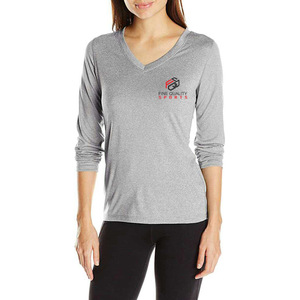 Camiseta Deportiva Ligera de Manga Larga para Mujer – Top Deportivo con Cuello en V que Absorbe la Humedad con Impresión de Logotipo Personalizado - Product Image 3