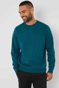 เสื้อสเวตเชิ้ตผู้ชายสีเขียวอมฟ้า คอกลม ทรงปกติ สวมใส่สบายๆ สำหรับฤดูใบไม้ร่วง สีพื้น แขนยาว แบรนด์ X พรีเมียม พร้อมโลโก้ OEM - Product Image 5
