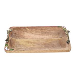 Bandeja Rectangular Decorativa para Servir con Asas Metálicas, Bandejas Decorativas de Madera de Larga Duración y Súper Calidad al Mejor Precio - Product Image 1