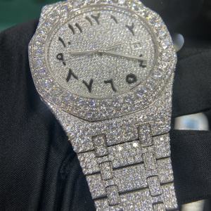 Montre automatique mécanique en acier inoxydable pour hommes et femmes, design de créateurs, sertie de moissanite VVS couleur D, style Hip Hop, étanche 10 bars, vente en gros - Product Image 4