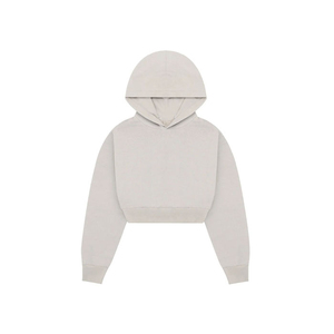 Wholesale Women <b>White</b> <b>Lace</b> Up Crop Top Hoodie Long Sleeve Drawstring Corset Waist Sweatshirt Pullover Streetwear OEM Factory - Product Image 6