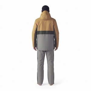 HAWX EYE <b>Men's</b> Color Blocked Ski Jacket Hooded Waterproof Synthetic Insulated Snow Wear Gray Yellow - Product Image 2