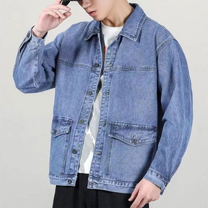 Fashion Denim Jacket Men's Slim Fit Causal Teens <b>Boys</b> Denim Jeans Jackets and Coats Denim Fur Jacket for Men - Product Image 4