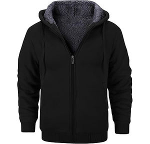 GEEK LIGHTING เสื้อฮู้ดมีซิปบุขนแกะสำหรับผู้ชาย, เสื้อแจ็คเก็ตมีฮู้ดหนา เสื้อสเวตเชิ้ตสำหรับออกกำลังกายที่ให้ความอบอุ่นในฤดูหนาว - Product Image 1