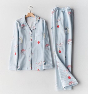 Women's Pink <b>Waffle</b> Cotton Pajamas Cartoon Print Long Sleeve Full Length Soft Cozy Sleepwear Spring Season - Product Image 3