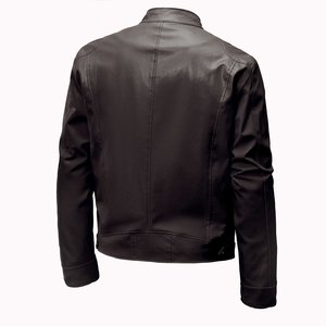Chaqueta de Cuero Asimétrica para Hombre, Estilo Biker, con Cierre Central, para Invierno, Moderna, Urbana, de Manga Larga, Impermeable, de Secado Rápido - Product Image 2
