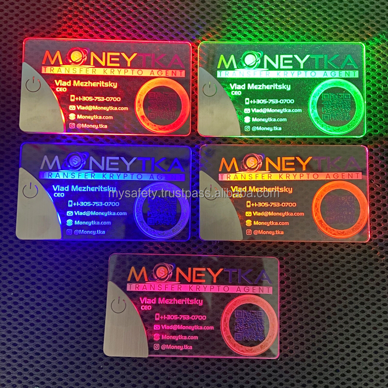 LED Custom PVC Plastic Digital NFC Luxury Label UV Printing Promotional Thank You Cards Battery Powered Touch Pad Japan