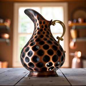 Pichet à eau en cuivre vintage de luxe Orion Handicraft, artisanal, avec poignée à finition martelée, écologique, pour usage décoratif - Product Image 3