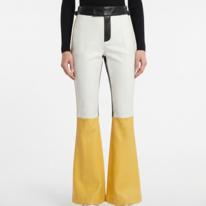 Women Skinny Leather Flare Pants Female Adjustable Waist Leather Wide Leg <b>Leggings</b> Ladies Leather <b>Flared</b> Tight With Pockets - Product Image 1