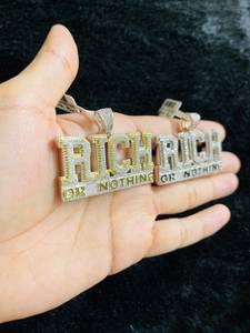 Pendentif Lettre Personnalisé en Argent 925 Plaqué Rhodium avec Moissanite, Breloque Hip-Hop Unisexe pour Usage Quotidien - Product Image 2