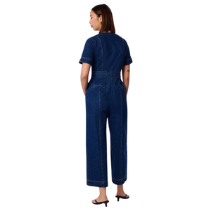 Mono de mezclilla de algodón para mujer, corte holgado, pierna ancha, estilo casual, venta al por mayor de fábrica - Product Image 2