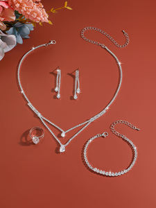 Conjunto de Joyería de Diamantes de Oro Sólido de 18K Blanco Unisex, Certificado IGI, Corte Brillante Natural, Lujoso Collar de Boda Chapado en Oro de 18K - Product Image 4