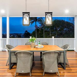 Lampada a Sospensione da Esterno in Nichel Spazzolato Nero, Antiruggine e Impermeabile, Lampadario per Portico Anteriore e Illuminazione a Soffitto - Product Image 5