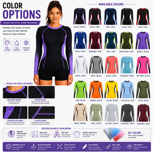 เสื้อรัดรูปป้องกันการเสียดสีสำหรับผู้หญิง แบบไม่มีสายรัดหลัง ระบายอากาศได้ดี แห้งเร็ว ปรับแต่งได้ แขนยาว เหมาะสำหรับ MMA - Product Image 5
