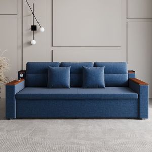Divano letto in lino da 83 \ "3 posti con porta USB per uso domestico o in ufficio divani letto eleganti e confortevoli - Product Image 5