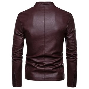 Custom Luxury Black <b>Leather</b> Varsity <b>Jacket</b> for <b>Men</b> with Stand Collar Waterproof & Breathable Front Logo - Product Image 4