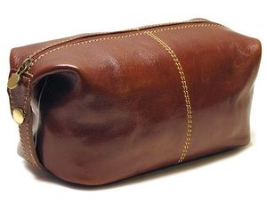 Étui à cosmétiques en cuir véritable Crazy Horse, taille moyenne, vintage, avec fermeture éclair, poignée souple, durable, portable - Product Image 3