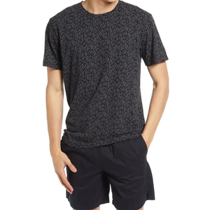 T-shirt homme noir à imprimé léopard, manches courtes, col rond, coupe classique, style tricoté décontracté - Product Image 4