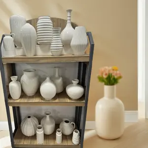 Modernes Design 3D-bedruckte Porzellanvase glänzend weiß große Größe für den täglichen Gebrauch