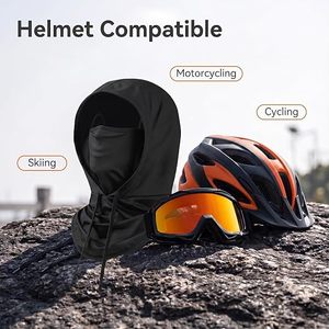 Masque Balaclava Unisexe Noir Intégral Respirant Imperméable Extérieur Spandex Polyester Couleur Unie Décontracté Couvre-tête Adulte - Product Image 5