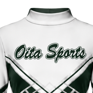 Dark Green <b>White</b> Sublimated Cheer <b>Long</b> Sleeve Uniform Set Pleated <b>Skirt</b> Athletic Team Sportswear Training Practice Performance - Product Image 4