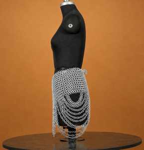 Silver Plated Stainless Steel Chainmail <b>Skirt</b> Irregular Fashion Armor Wear for Women - Product Image 4