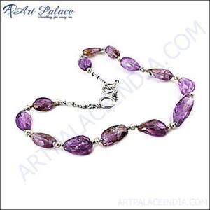 Collier en perles d'améthyste pour femmes, plaqué argent, style classique, bijoux cadeau - Product Image 3