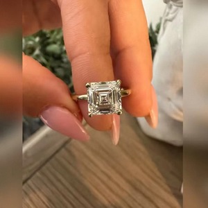 Anillo de lujo con diamante cultivado en laboratorio con corte Asscher para mujer, regalo de compromiso y boda en oro de 9K, 14K, 18K con certificación IGI SGL, 3 quilates. - Product Image 6