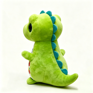 Dinosaure en peluche vert aux grands yeux |   Peluche de dinosaure à imprimé floral doux, cadeau pour filles - Product Image 2